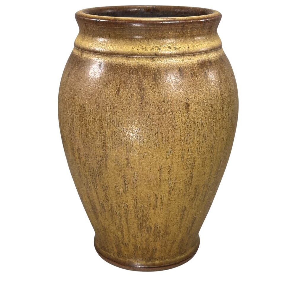 Studio Art Pottery Handmade Brown Ceramic Stoneware Vase Gloss Finish Signed PB